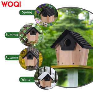 Comedero para Pájaros de Madera Hecho a Mano WOQI, Tradicional, para Montar en la Pared, Casa de Descanso, Decoración Popular para Jardín y Hogar, Comedero para Pájaros Colgante - Product Image 5