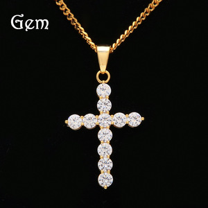 Hip Hop Men's Jewelry Copper Inlaid AAA Zircon <b>Cross</b> Pendant Personalized Versatile Necklace - Product Image 1