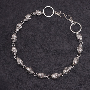Chaîne de taille à motif squelette Yuelyueli, en argent tibétain, simple couche, style Hip Hop, pour Halloween, chaîne de corps tendance - Product Image 3