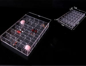 Khay lưới acrylic với nắp 30 ngăn lưu trữ hộp đồ trang sức khay Khay đồ trang sức tấm hiển thị đạo cụ hạt chủ Bead Pate - Product Image 6