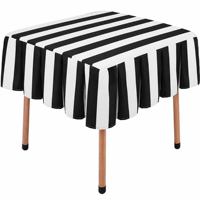 Nappe de table carrée noire rayée à volants en polyester 55*55 pouces pour fête de jeu de Mahjong, vente en gros, provenance Chine