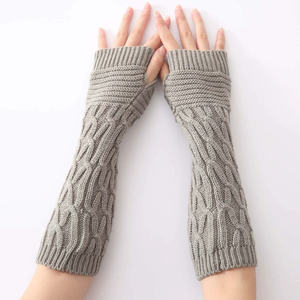 Moufles d'hiver pour femmes-Manchettes en tricot-<span class=keywords><strong>Fine</strong></span> Casual Soft Girls Goth Clothes Punk Gothic Long Fingerless Gloves - Product Image 2