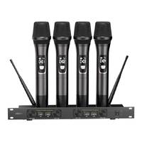 Système de microphone sans fil 4 canaux True Diversity, portée 200 m, récepteur métallique professionnel pour scène avec sortie XLR indépendante