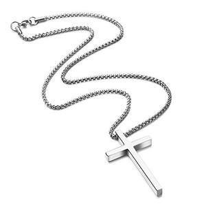 Collier promotionnel exquis à chaîne croisée, pendentif croix en acier inoxydable <span class=keywords><strong>argent</strong></span>é, noir et doré, collier pour <span class=keywords><strong>homme</strong></span>, cadeau parfait pour les hommes - Product Image 5