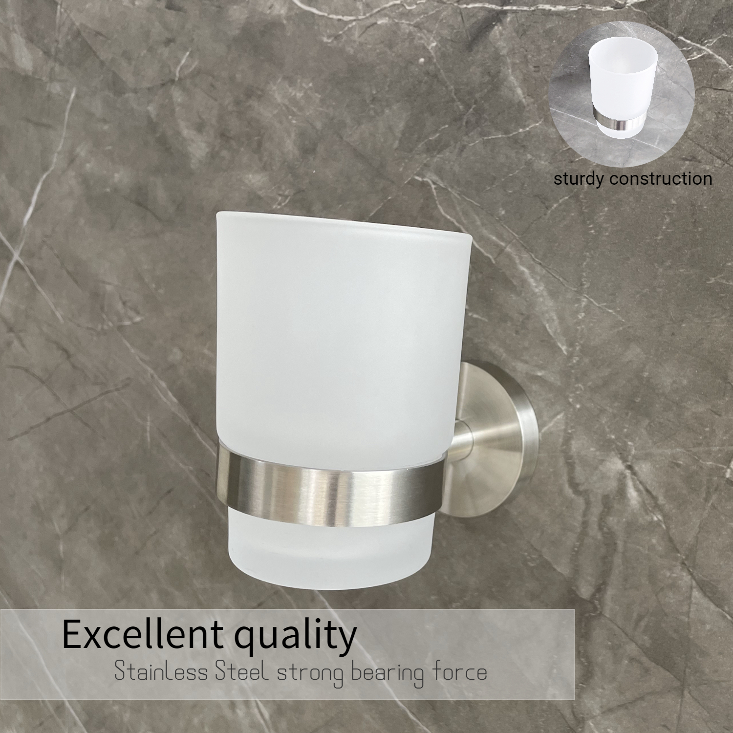 Gray Satin Bathroom Cup Holder Luxury SUS304 Polished Nickel Toothbrush Holder