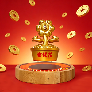 HCNT Magnetic Levitating Golden Money Flower Night <b>Light</b> With <b>LED</b> Base Touch Control Home Decor Gift - Product Image 3