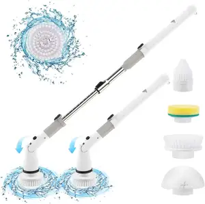 2023 New Cordless Shower Scrubber with 3 Replacement Heads Shower Cleaning Brush Electric Rotary Floor Washer