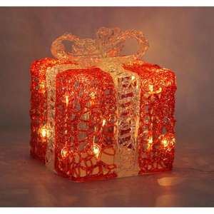 PAQUETE DE REGALO DE ACRÍLICO CON 20 LEDS BLANCOS CÁLIDOS 20X20X23CM - Product Image 1