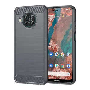 Funda de teléfono de silicona Tpu antiarañazos, funda trasera de fibra de carbono para Nokia X10, venta al por mayor