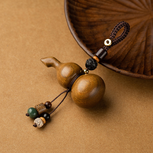 Móc Chìa Khóa Mặt Dây Chuyền Hình Bầu Gỗ Đàn Hương Móc Chìa Khóa Dây Đan Bằng Tay Đồ Trang Trí Treo Xe Hơi Túi <span class=keywords><strong>Calabash</strong></span> Bằng Gỗ - Product Image 5