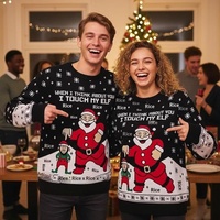 Pulls unisexes en polyester à col rond pour Noël, style européen et américain, pour couple, nouveautés transfrontalières