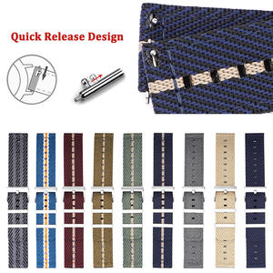 สายนาฬิกาผ้าใบไนลอนลายทาง20มม. 22มม. พร้อมห่วงเหล็กสำหรับ Huawei /samsung/<span class=keywords><strong>seiko</strong></span> - Product Image 2