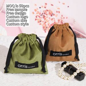 10*12Cm yumuşak mavi yeşil kahverengi kadife kılıfı seyahat çantaları özel Logo baskılı hediyelik takı ipi kozmetik kadife çanta - Product Image 2