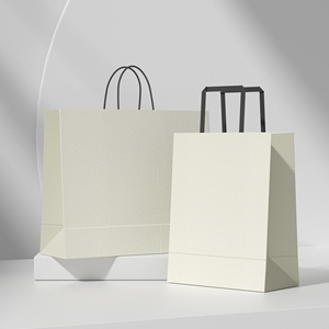 Customized <b>Large</b> Deluxe <b>White</b> Kraft Paper Shopping Bags with Cotton Rope Handle UV Printed Durable Gift Bags - Product Image 1