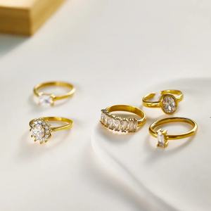 Anillos de Acero Inoxidable con Baño de Oro de 18k, Ajustables, con Zirconia de Colores, Resistentes al Agua, para Mujer, Venta al Por Mayor - Product Image 2