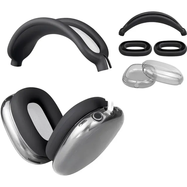3 in 1 Clear Soft TPU Silicone Skin Protector Ear Cups Case for Airpods Max  Anti Scratch Headphones Cover Accessories