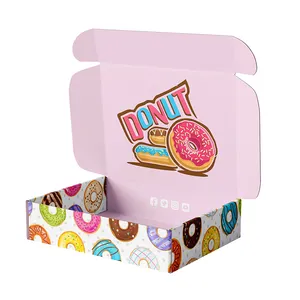 Folding Customized Mailer Box Pink Doughnut Bakery Boxes With Logo