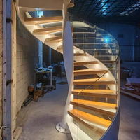 CBMMart Escalier d'intérieur en bois de chêne massif haut de gamme personnalisé 2024 Escalier en bois massif rotatif en métal Petit escalier en colimaçon