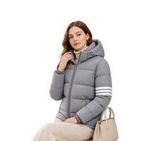 Veste d'hiver matelassée élégante pour femme avec logo personnalisé, 90% duvet de canard blanc, style preppy, fabrication OEM ODM France