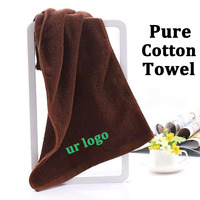 Vente en gros de logo brodé épaissi hôtel cheveux salon de beauté Spa coton doux moelleux brun foncé serviettes