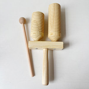 Instrument de musique à percussion, couleur <span class=keywords><strong>bois</strong></span>, instruments à deux anneaux, clapper de percussion haut et bas - Product Image 5