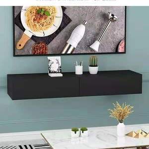 Mesita de noche con cajón para montar en la pared, 60 cm de longitud, tablero artificial blanco, armario de almacenamiento para dormitorio - Product Image 3