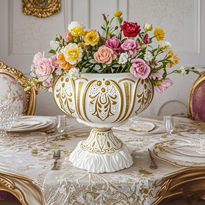 यूरोपीय आधुनिक आयरन हाई-फुट वाटरप्रूफ हस्तनिर्मित प्लेटिनम टेबलटॉप फूल <span class=keywords><strong>vase</strong></span> उच्च अंत घर सजावट पर्यावरण के अनुकूल आसान - Product Image 1