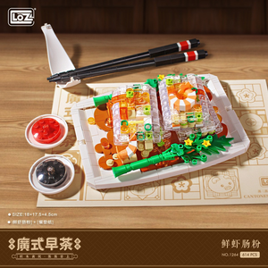 Set mainan bata bangunan DIY Mini mainan Model makanan cina plastik untuk anak-anak blok penghubung teh pagi untuk ornamen rumah anak - Product Image 6
