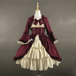 <span class=keywords><strong>Vestido</strong></span> BAIGE Vintage Lolita para Mujer Princesa Dulce Cuello Cuadrado Encaje Lazo Cintura Alta Largo <span class=keywords><strong>Victoriano</strong></span> Gótico para Chica - Product Image 4