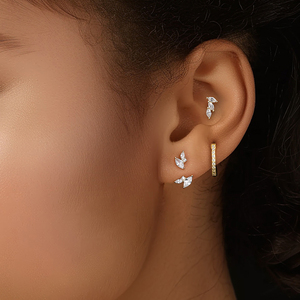 Delicate 925 in argento Sterling placcato oro 18K gioielli alla moda Marquise zircone <span class=keywords><strong>orecchini</strong></span> <span class=keywords><strong>a</strong></span> <span class=keywords><strong>cerchio</strong></span> <span class=keywords><strong>set</strong></span> da donna - Product Image 2