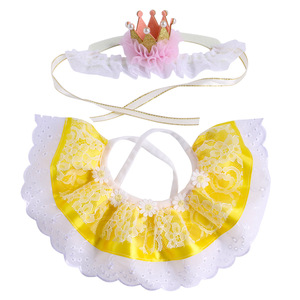 Disfraces de Gato Princesa: Conjunto de Sombrero y Bufanda Rosa para Cumpleaños, Lindo Pañuelo de Encaje para Gato, Tiara, Corona y Accesorios de Babero - Product Image 3