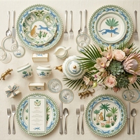 Service de table en céramique à imprimé léopard safari moderne, vaisselle de luxe pour hôtel et restaurant, assiettes à dîner, à salade et à gâteau en porcelaine 6,5/8/10,5/12 pouces