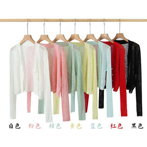 Runqi <b>Black</b> Ribbed Sheer Cardigan N8345 Sun Protection Women's <b>Long</b> <b>Sleeve</b> Lightweight Knit <b>Top</b> Solid Color Fashion - Product Image 3