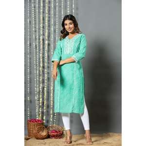 Ensemble exclusif Kurta fait à la main avec pantalon et imprimé Dupatta au prix de gros Pure Cotton Digital Printed Long Women's - Product Image 1