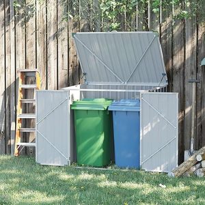 EST15586-H140 <span class=keywords><strong>Abri</strong></span> de rangement en métal pour extérieur, jardin, <span class=keywords><strong>piscine</strong></span>, patio, <span class=keywords><strong>abri</strong></span> à outils, bac à déchets, <span class=keywords><strong>abri</strong></span> de jardin, <span class=keywords><strong>abri</strong></span> de rangement pour <span class=keywords><strong>piscine</strong></span>, <span class=keywords><strong>abri</strong></span> de rangement pour patio, direct usine - Product Image 2