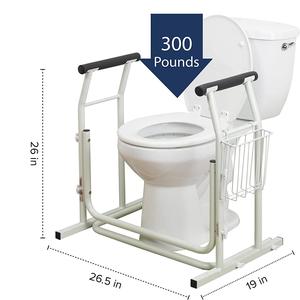 Barre <span class=keywords><strong>de</strong></span> sécurité autonome pour <span class=keywords><strong>toilettes</strong></span>, support <span class=keywords><strong>de</strong></span> sécurité pour salle <span class=keywords><strong>de</strong></span> bain 300 lbs, barre d'appui sans outil avec panier <span class=keywords><strong>de</strong></span> rangement pour seniors et personnes à mobilité réduite - Product Image 1