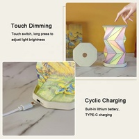 Lampe en papier pliable rotative rechargeable à LED miniatures avec différents motifs, lumière de nuit pour la décoration de la maison