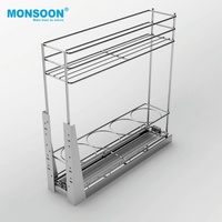 Panier de rangement coulissant modulaire Magic Corner pour armoire de cuisine moderne, en fil d'acier inoxydable à fermeture douce