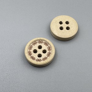 Botones de Madera con Cuentas para Ropa China, Estilo Zen Vintage, Redondos, Naturales, con 2 Agujeros, con Patrones Rectangulares y de Diamante, al por Mayor - Product Image 6