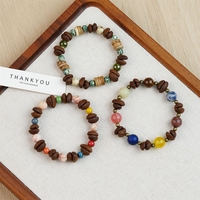 Gelang Manik Bertema Kopi Retro Netral Trendi, 6 Model Gelang Berlapis Lembut dari Keramik, Batu Akik, dan Kayu untuk Kafe