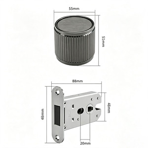Invisible Single-Sided <b>Door</b> Lock Minimalist Black Zinc Alloy Round <b>Knob</b> Privacy Lock for Interior Bedroom Hinged <b>Doors</b> - Product Image 2