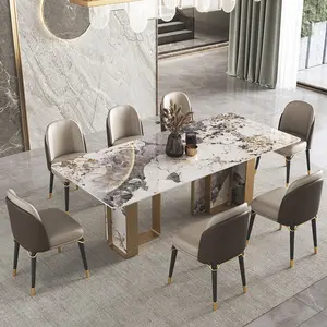 Mesa de comedor de granito de lujo, juego de mesa de comedor de mármol para sala de estar