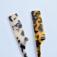 Peine para el cabello de acetato con efecto mármol vintage, con punta, minimalista, de 19 cm, herramienta de peinado para flequillo y cuidado diario del cabello