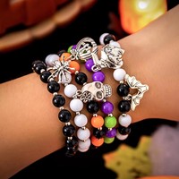 Bracelet Gothique Halloween 2025 avec Pendentifs Citrouille et Fantôme, Décorations Crâne et Araignée, Accessoires de Mode, Coffret Cadeau