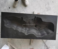 Lavabo mural en marbre noir créatif pour salle de bain au design moderne, finition brillante de qualité supérieure