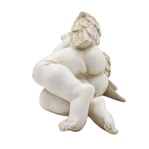 Statua di Cherubino Dormiente in Resina con Finitura Anticata, Grande Figurina d'Angelo per Giardino o Regalo Commemorativo - Product Image 4