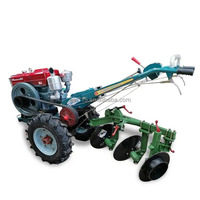Motoculteur à main 18 CV pour usage agricole, motoculteur et motobineuse avec moteur diesel, boîte de vitesses principale, charrue à disques et sous-soleuse
