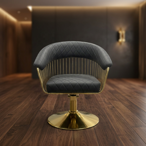 Sillón de Barbería Moderno de Cuero Sintético, Silla de Estilismo para Salón con Giro de 360 Grados y Altura Ajustable para Barbería - Product Image 6