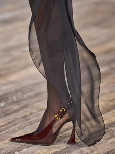 Sandals Women Spring New Pointy Head After Empty Single Sho Patent Leather Stiletto Heels - Product Image 5