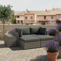 Tumbona Moderna de Ratán, Conjunto de Muebles de Sofá Cama Duradero para Exteriores, Cómoda Tumbona de Mimbre para Jardín y Patio